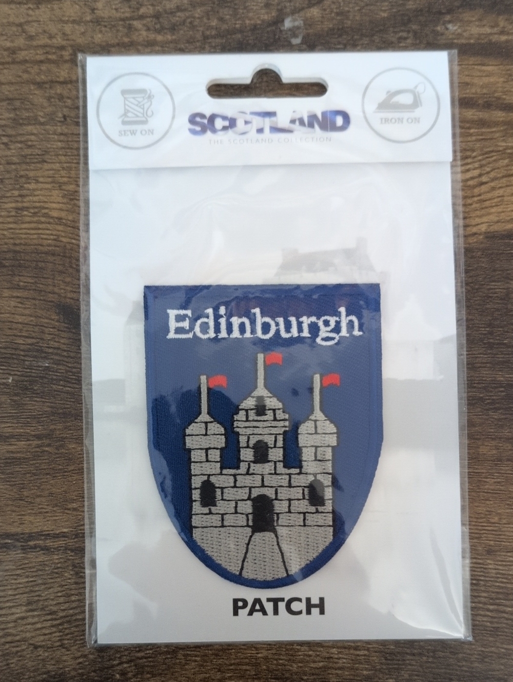 Edinburgh Castle Embroidered Patch - Blue and Silver Accent